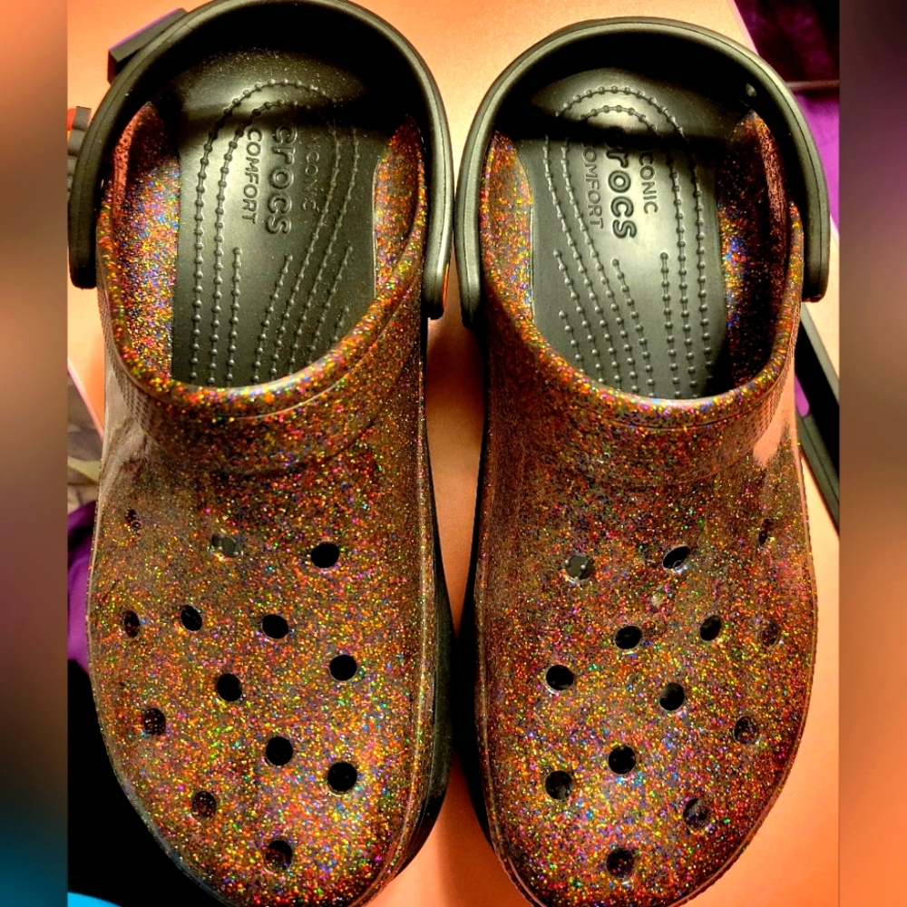 Iconic Crocs Pride collection Rainbow Glitter Crocs